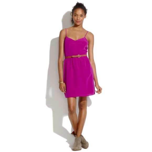 pink silk cami dress